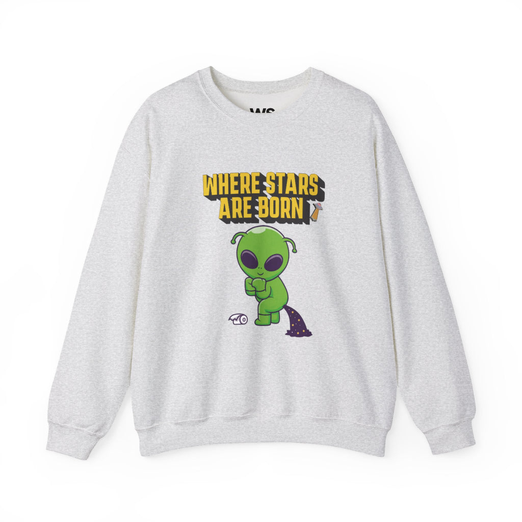 Where Stars Are Born alien illustration Sweatshirt | cute green alien