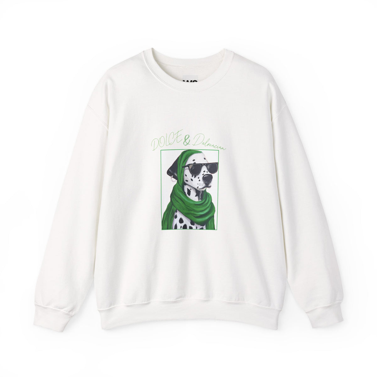 Dalmatian in Green Scarf sweatshirt | Dog Portrait, Winter Cozy