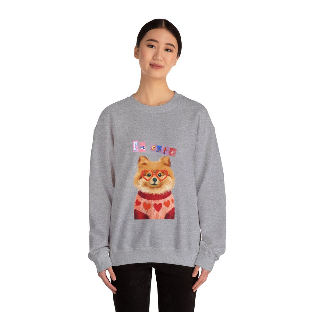 Pomeranian in Heart Sweater crewneck sweatshirt | Cute Dog Portrait