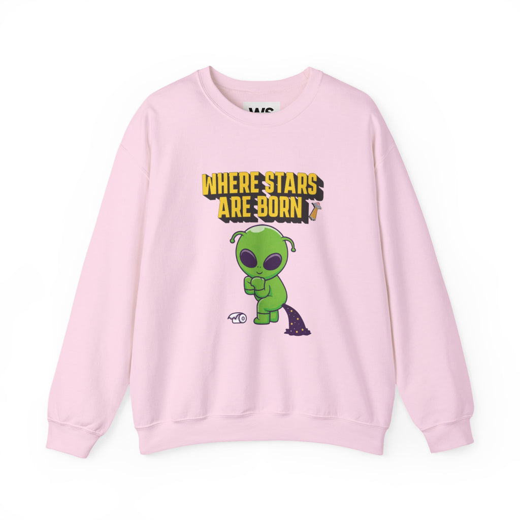 Where Stars Are Born alien illustration Sweatshirt | cute green alien