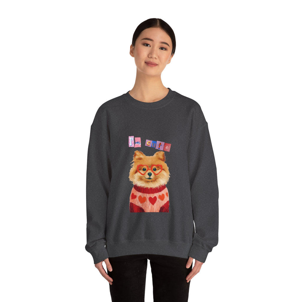 Pomeranian in Heart Sweater crewneck sweatshirt | Cute Dog Portrait