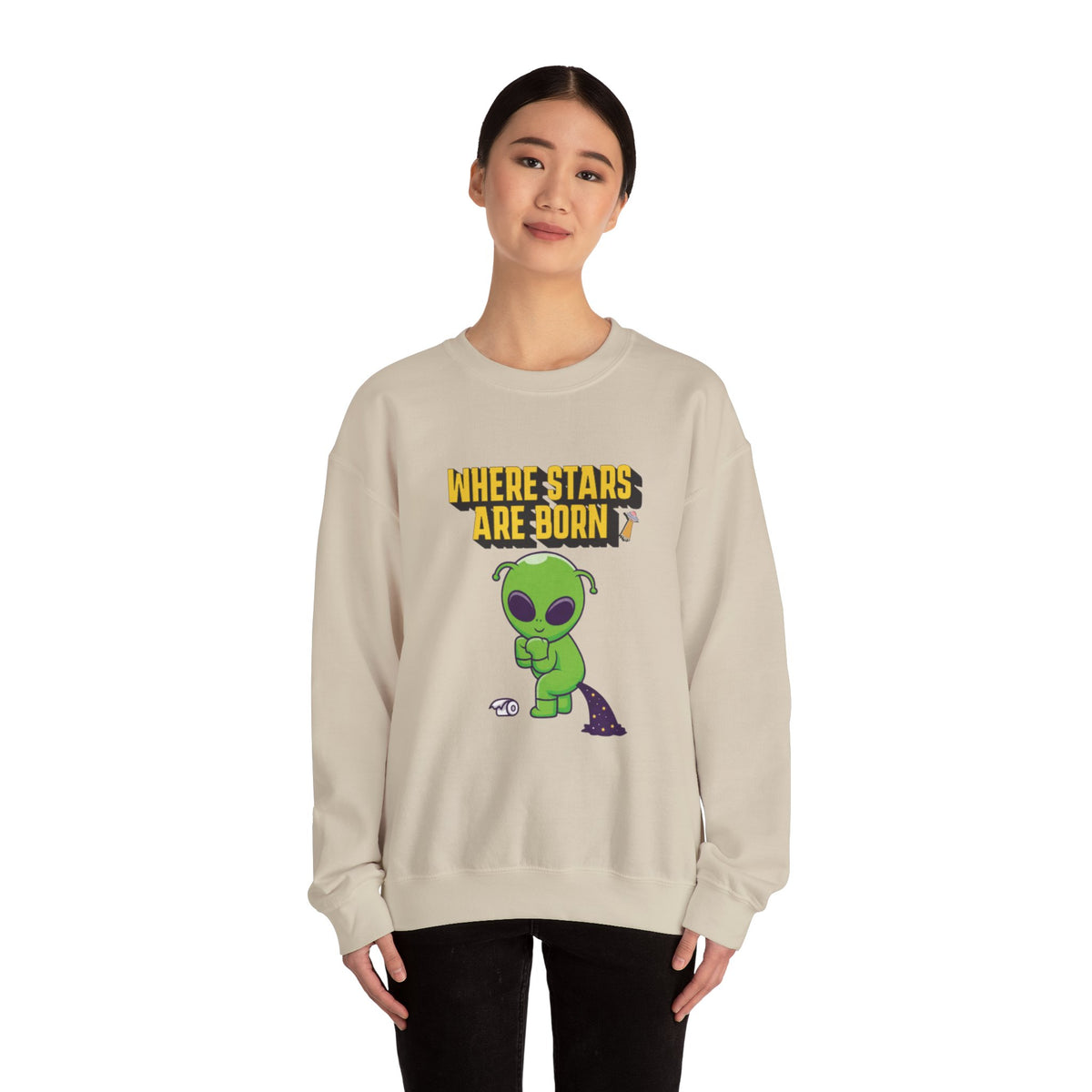 Where Stars Are Born alien illustration Sweatshirt | cute green alien