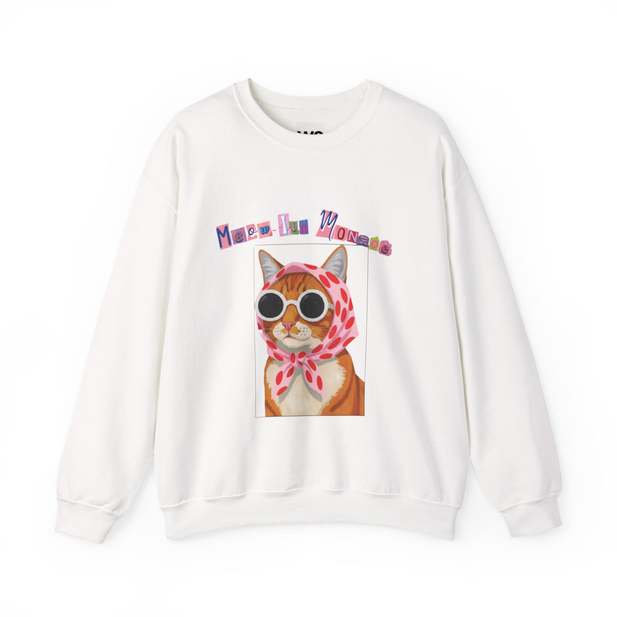 Glam Cat in Scarf Crewneck Sweatshirt | Retro Cat Graphic