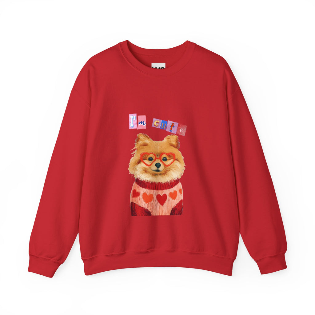 Pomeranian in Heart Sweater crewneck sweatshirt | Cute Dog Portrait