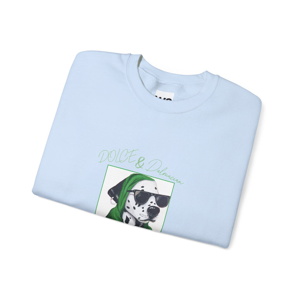 Dalmatian in Green Scarf sweatshirt | Dog Portrait, Winter Cozy