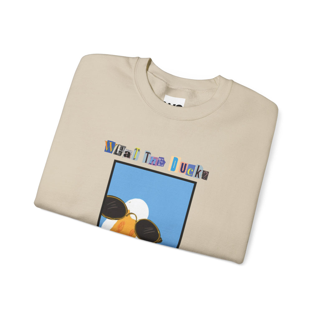 Cool Sunglasses Duck Crewneck Sweatshirt | Fun Cartoon Bird Design