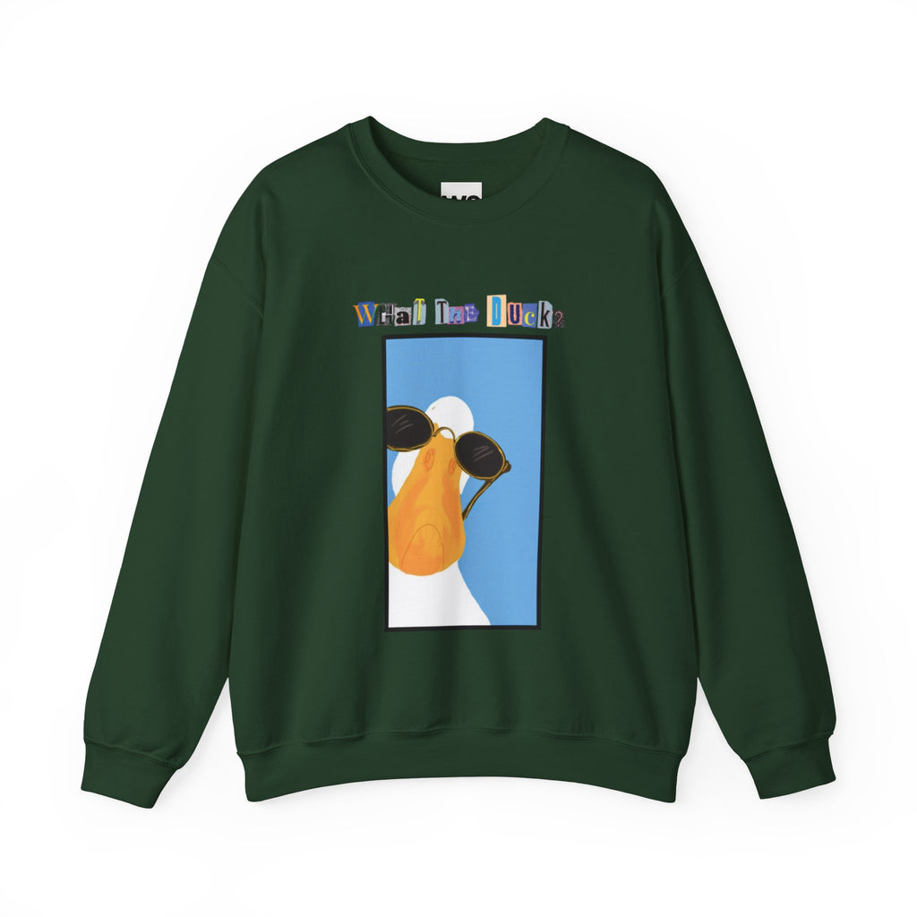 Cool Sunglasses Duck Crewneck Sweatshirt | Fun Cartoon Bird Design