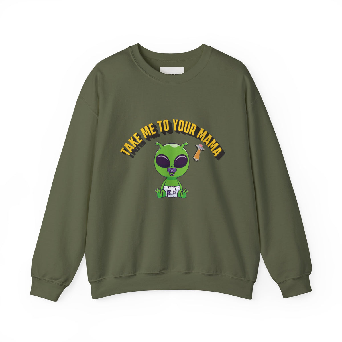 Alien Holding Mama Mug, Crewneck Sweatshirt | Cute Green Alien Graphic