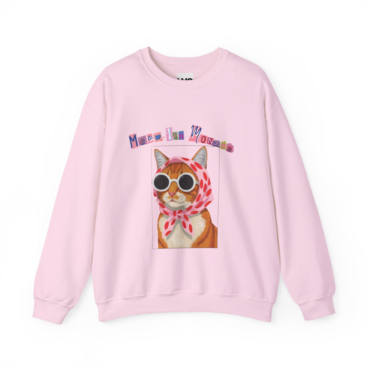 Glam Cat in Scarf Crewneck Sweatshirt | Retro Cat Graphic