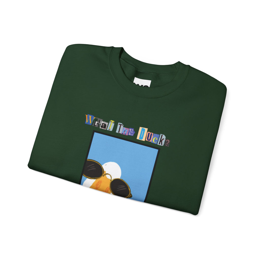 Cool Sunglasses Duck Crewneck Sweatshirt | Fun Cartoon Bird Design