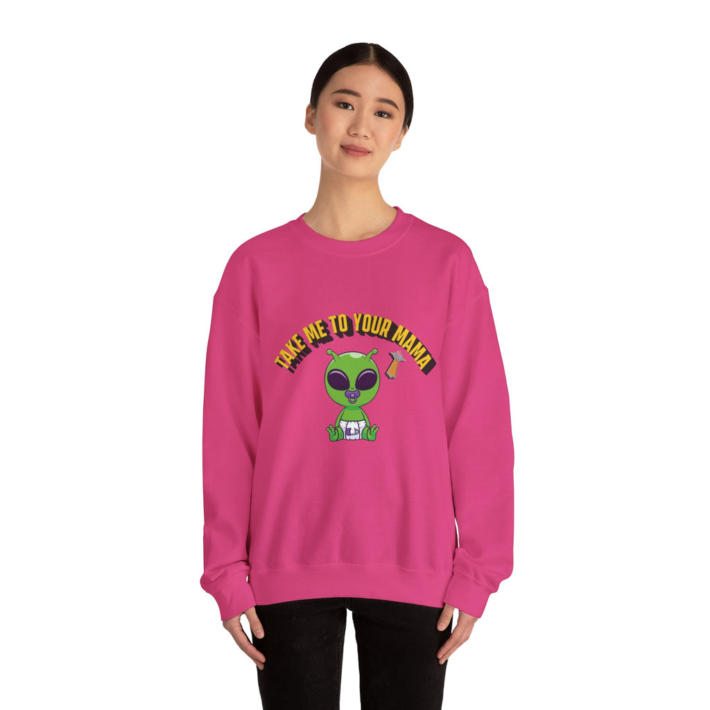 Alien Holding Mama Mug, Crewneck Sweatshirt | Cute Green Alien Graphic