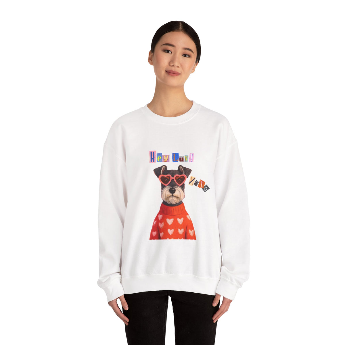 Heart Sweater Dog sweatshirt | Cute Pup with Heart Glasses, Valentine pet design