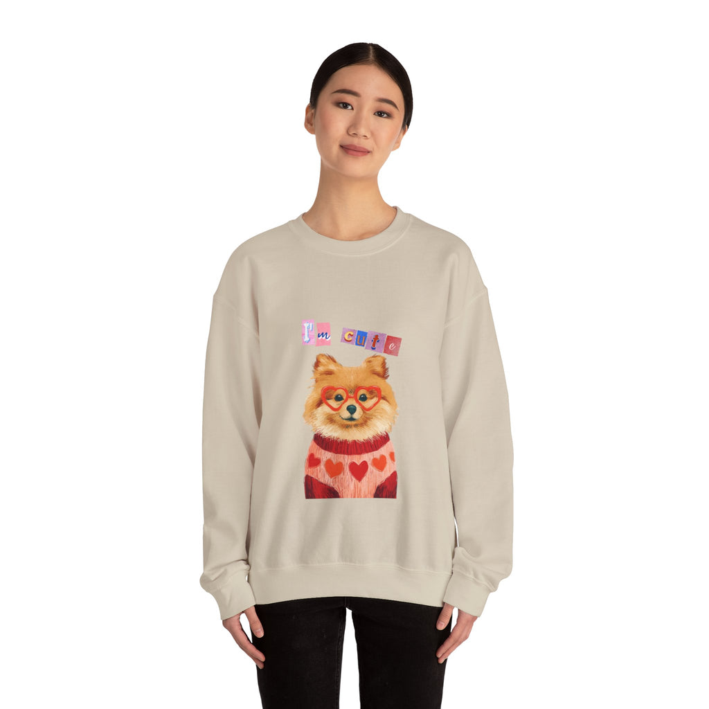 Pomeranian in Heart Sweater crewneck sweatshirt | Cute Dog Portrait
