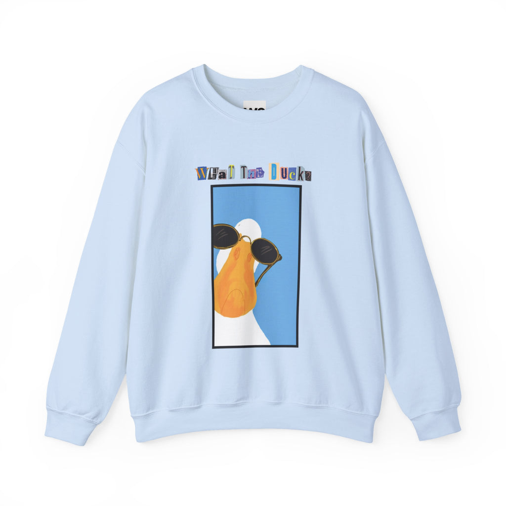 Cool Sunglasses Duck Crewneck Sweatshirt | Fun Cartoon Bird Design