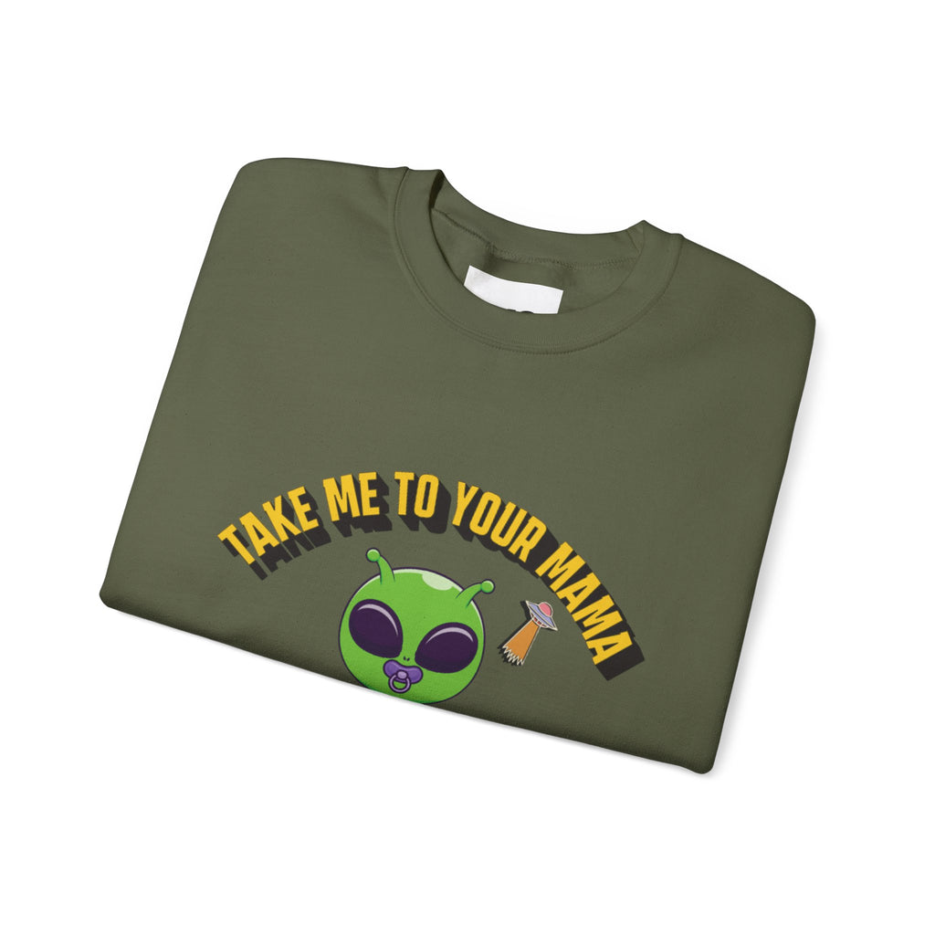 Alien Holding Mama Mug, Crewneck Sweatshirt | Cute Green Alien Graphic
