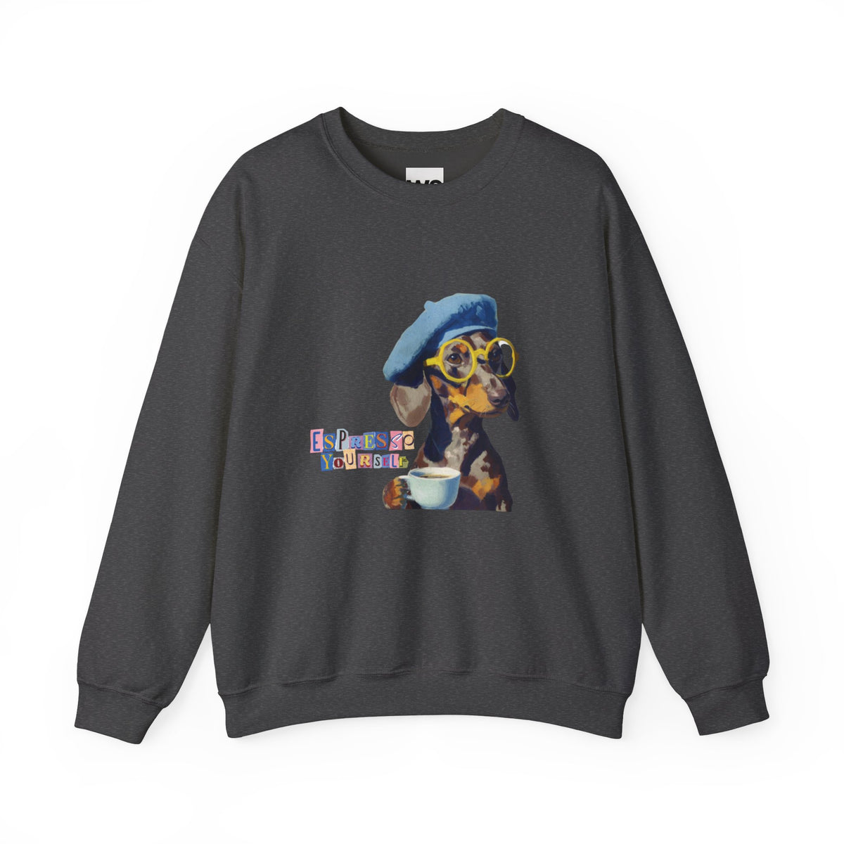 Dachshund in Beret and Sunglasses Sweatshirt | Espresso & Mornings Design