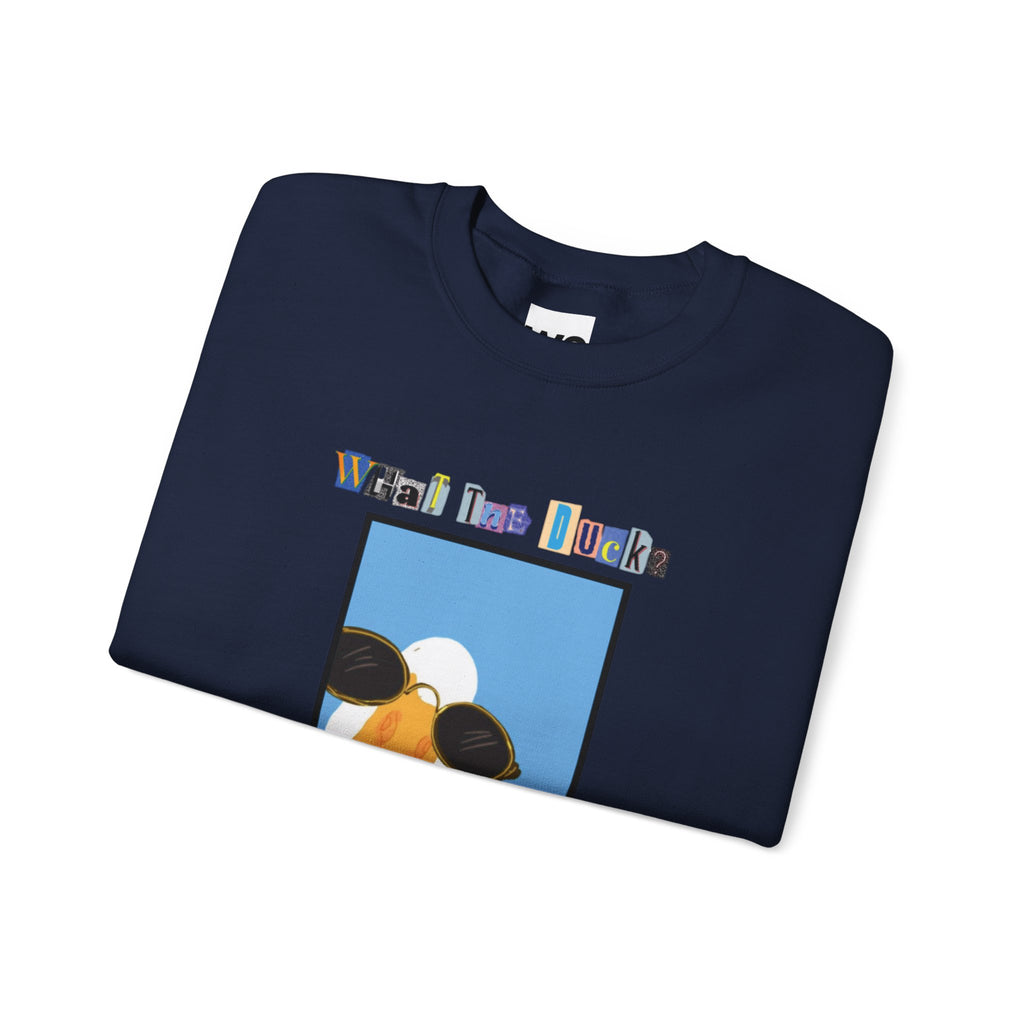 Cool Sunglasses Duck Crewneck Sweatshirt | Fun Cartoon Bird Design