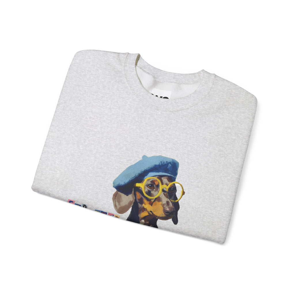 Dachshund in Beret and Sunglasses Sweatshirt | Espresso & Mornings Design