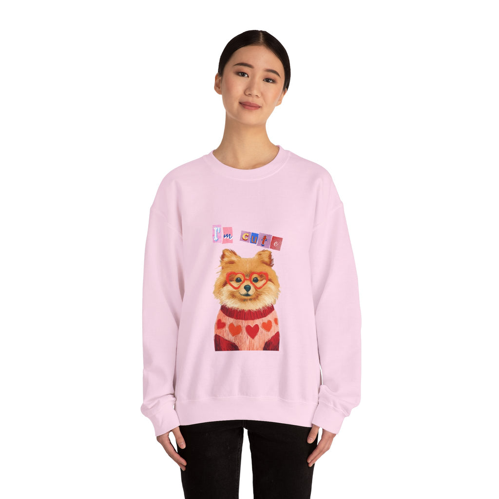 Pomeranian in Heart Sweater crewneck sweatshirt | Cute Dog Portrait