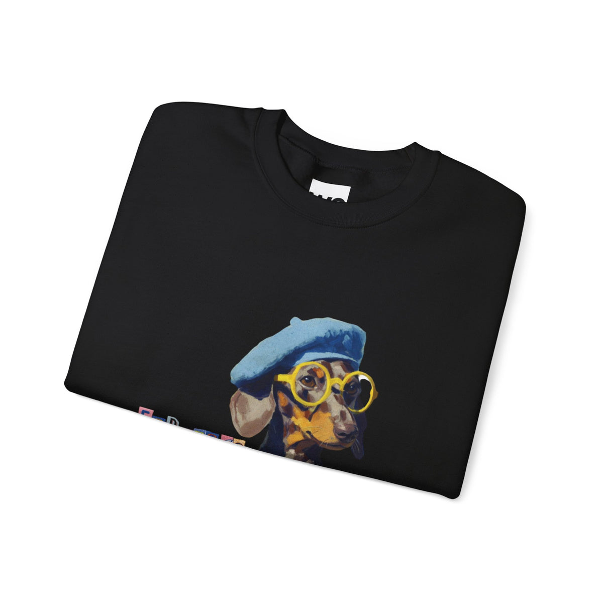 Dachshund in Beret and Sunglasses Sweatshirt | Espresso & Mornings Design