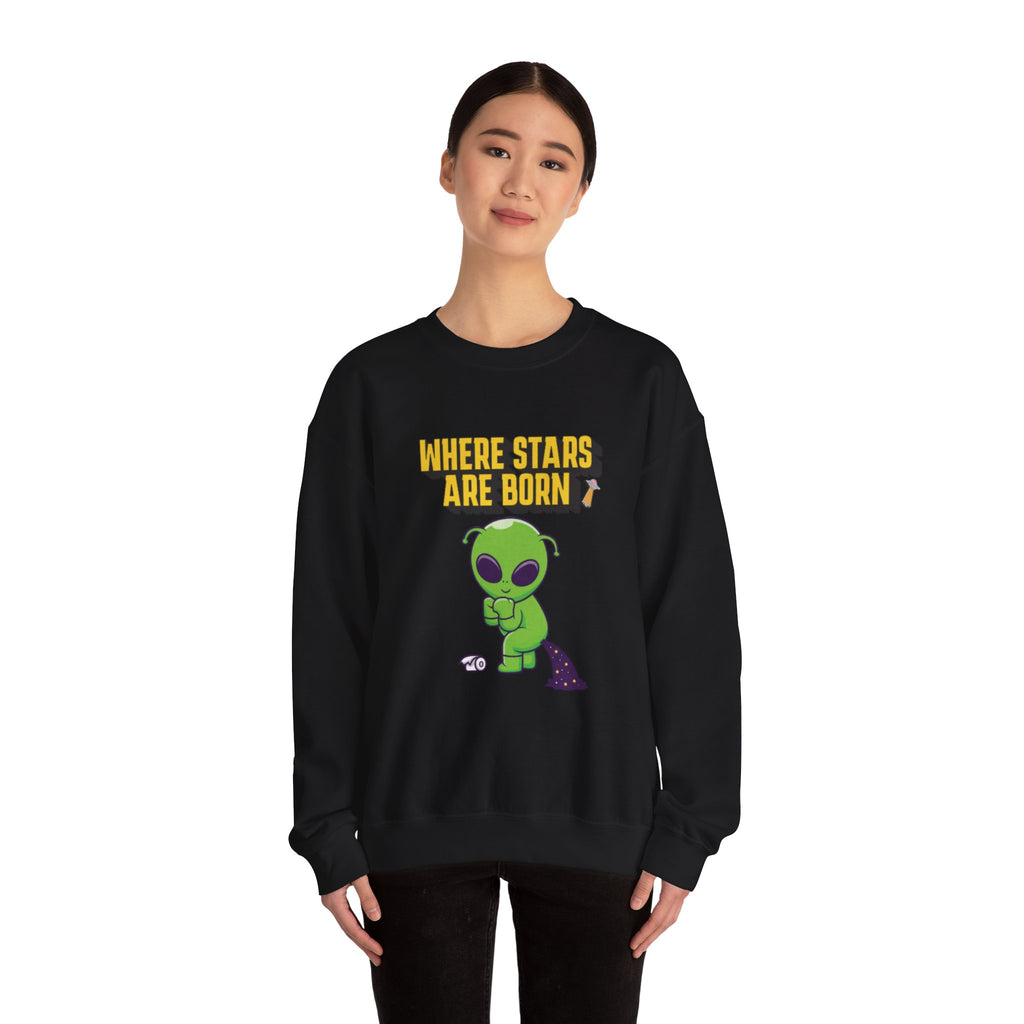 Where Stars Are Born alien illustration Sweatshirt | cute green alien