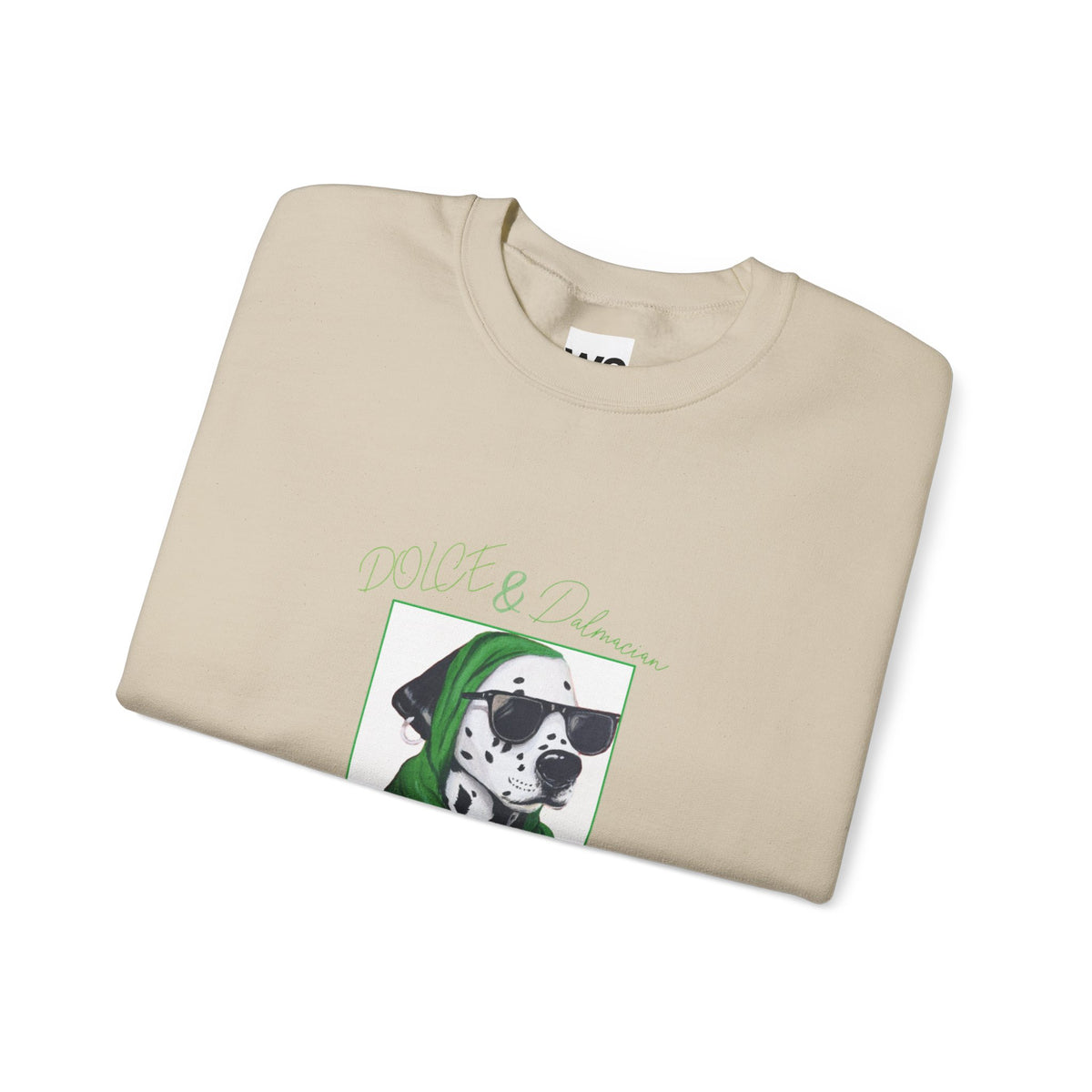 Dalmatian in Green Scarf sweatshirt | Dog Portrait, Winter Cozy