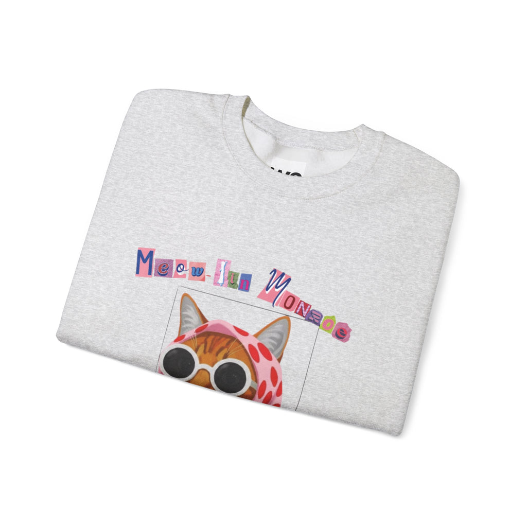 Glam Cat in Scarf Crewneck Sweatshirt | Retro Cat Graphic