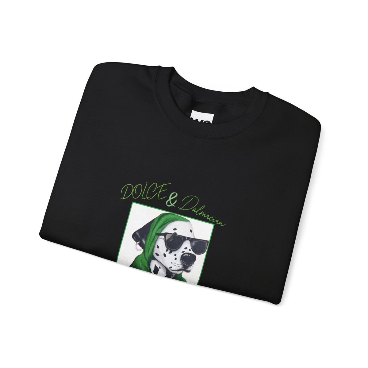 Dalmatian in Green Scarf sweatshirt | Dog Portrait, Winter Cozy
