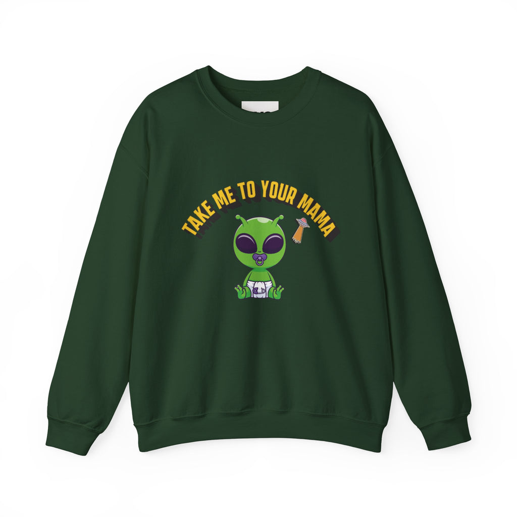 Alien Holding Mama Mug, Crewneck Sweatshirt | Cute Green Alien Graphic