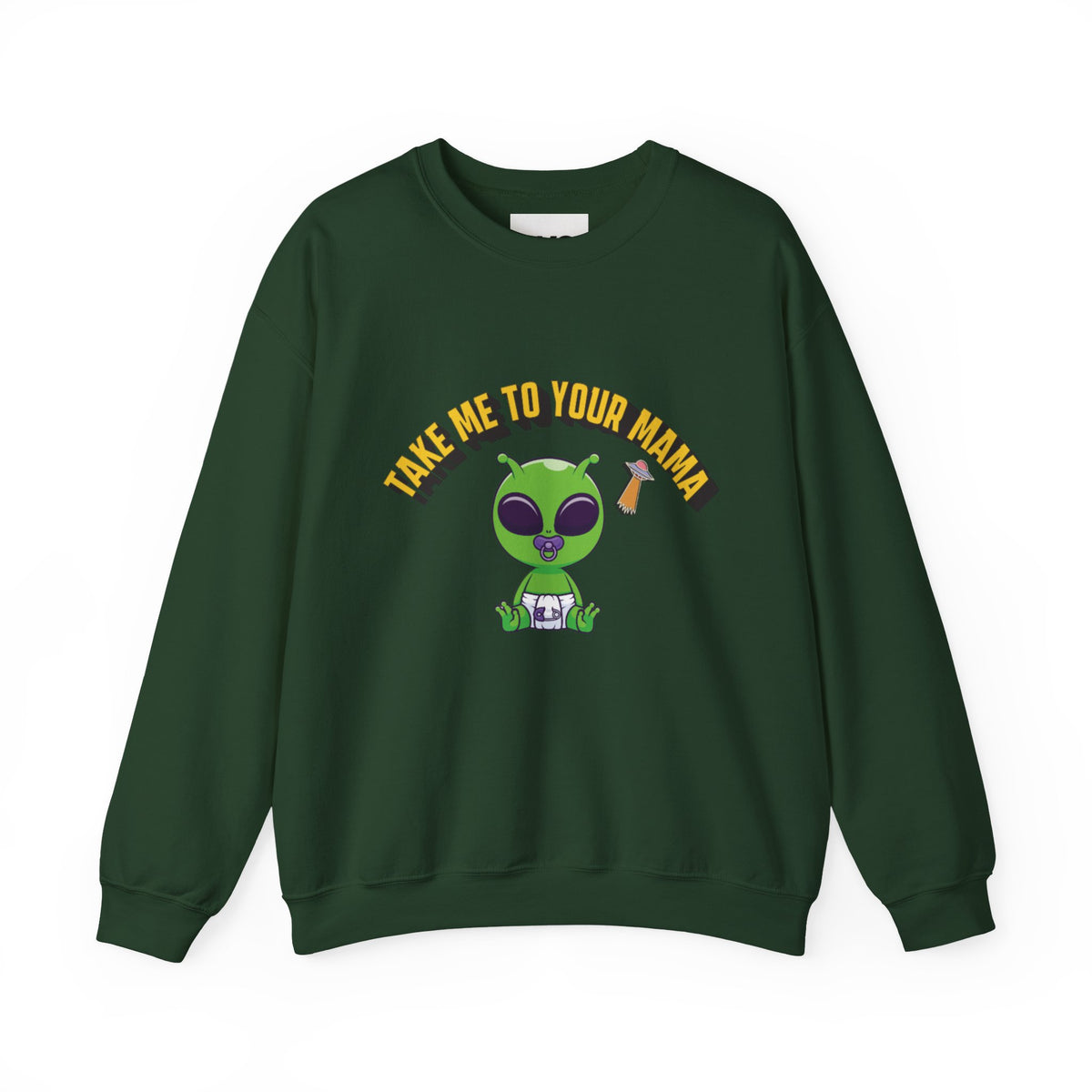 Alien Holding Mama Mug, Crewneck Sweatshirt | Cute Green Alien Graphic