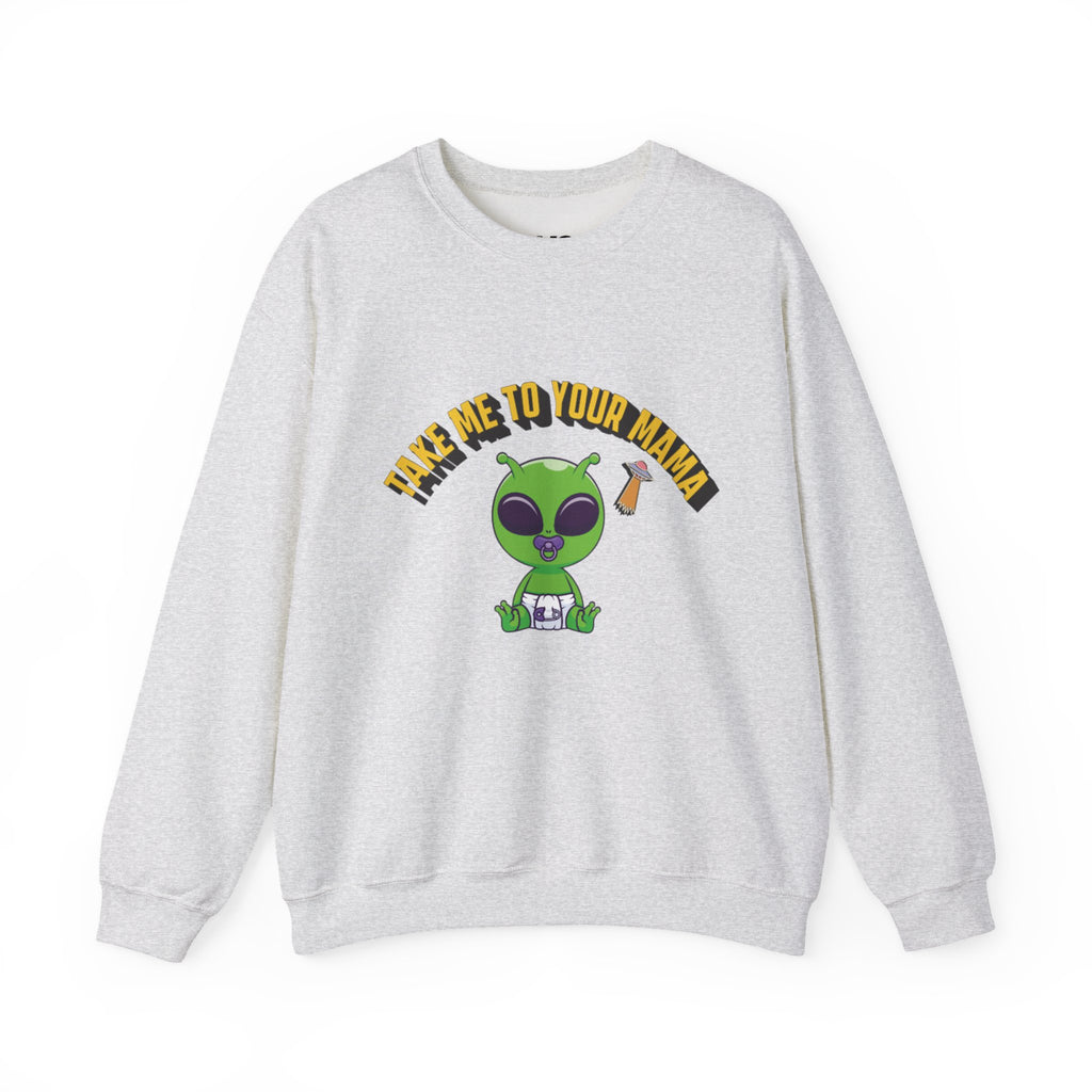 Alien Holding Mama Mug, Crewneck Sweatshirt | Cute Green Alien Graphic