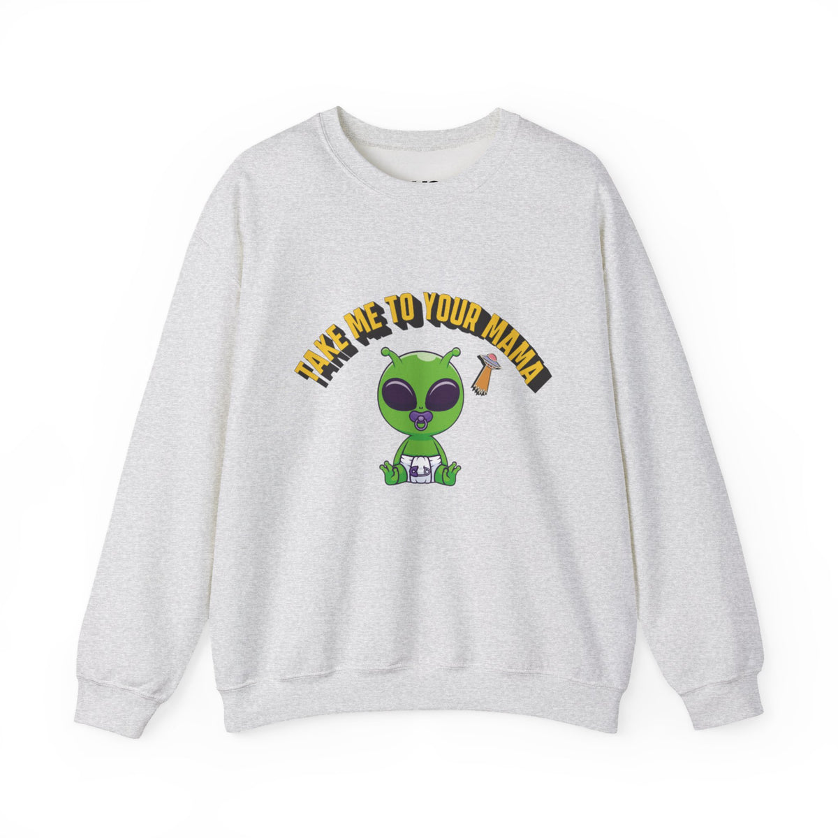 Alien Holding Mama Mug, Crewneck Sweatshirt | Cute Green Alien Graphic