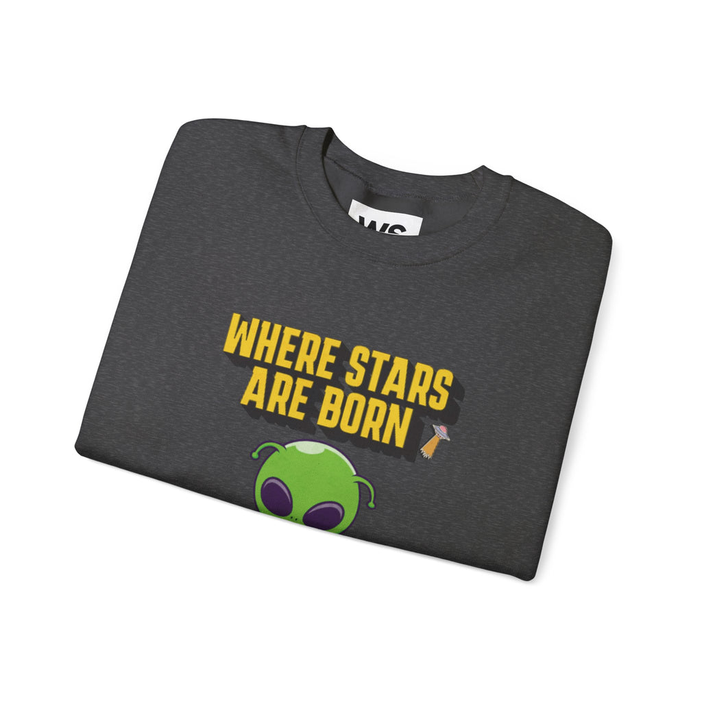 Where Stars Are Born alien illustration Sweatshirt | cute green alien