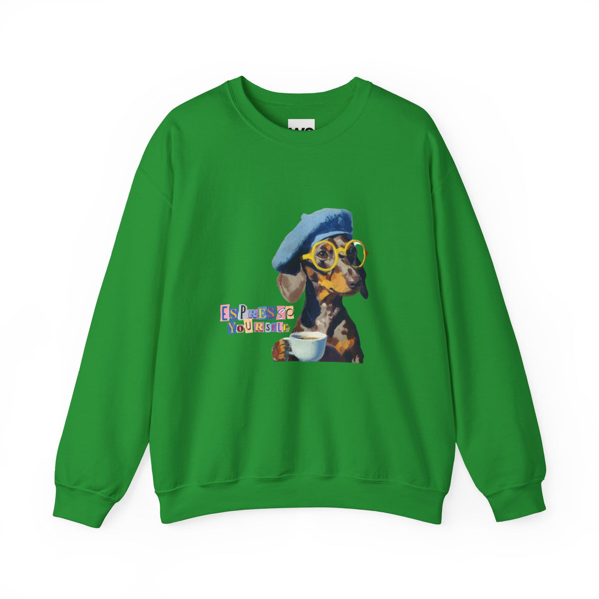 Dachshund in Beret and Sunglasses Sweatshirt | Espresso & Mornings Design
