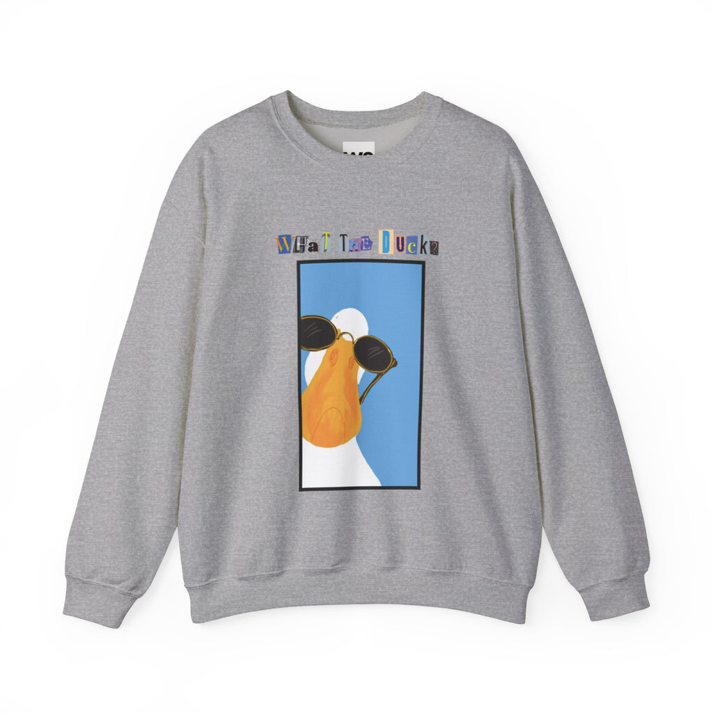 Cool Sunglasses Duck Crewneck Sweatshirt | Fun Cartoon Bird Design