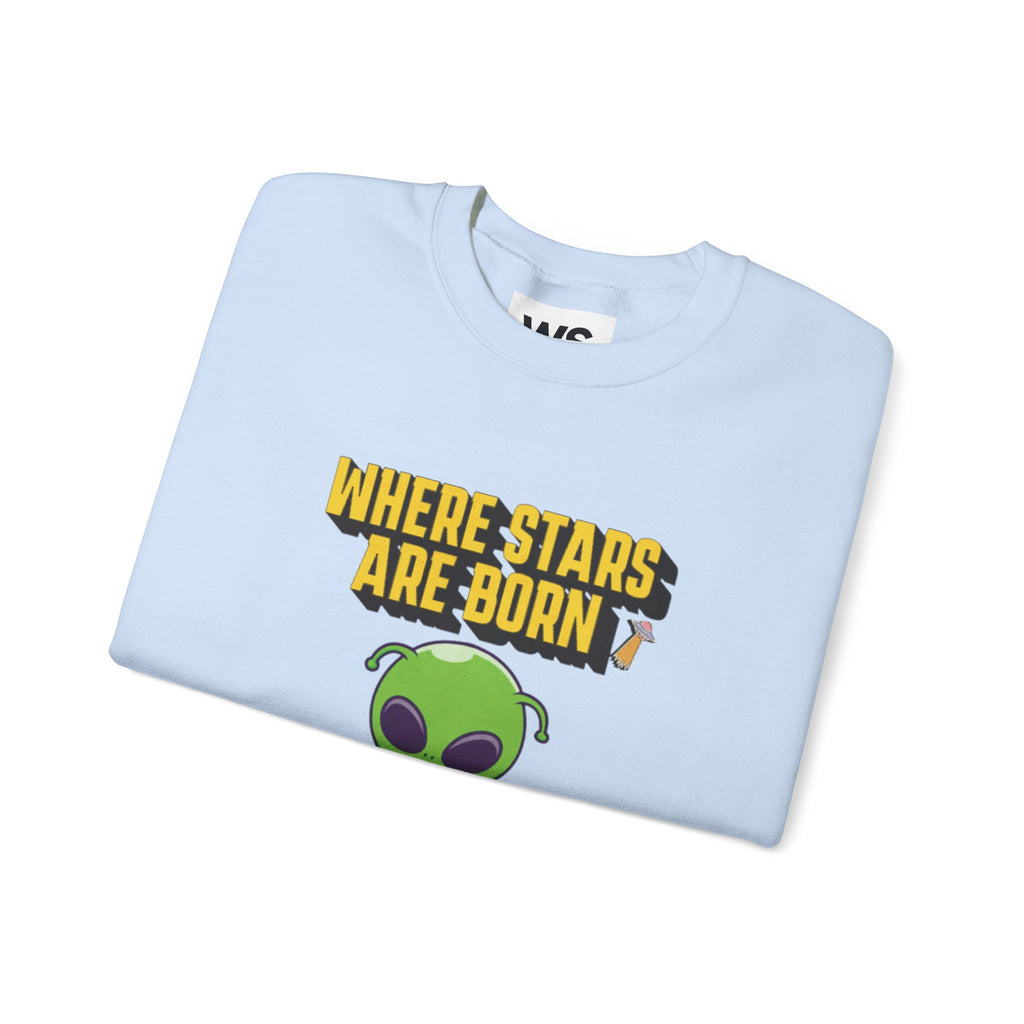 Where Stars Are Born alien illustration Sweatshirt | cute green alien