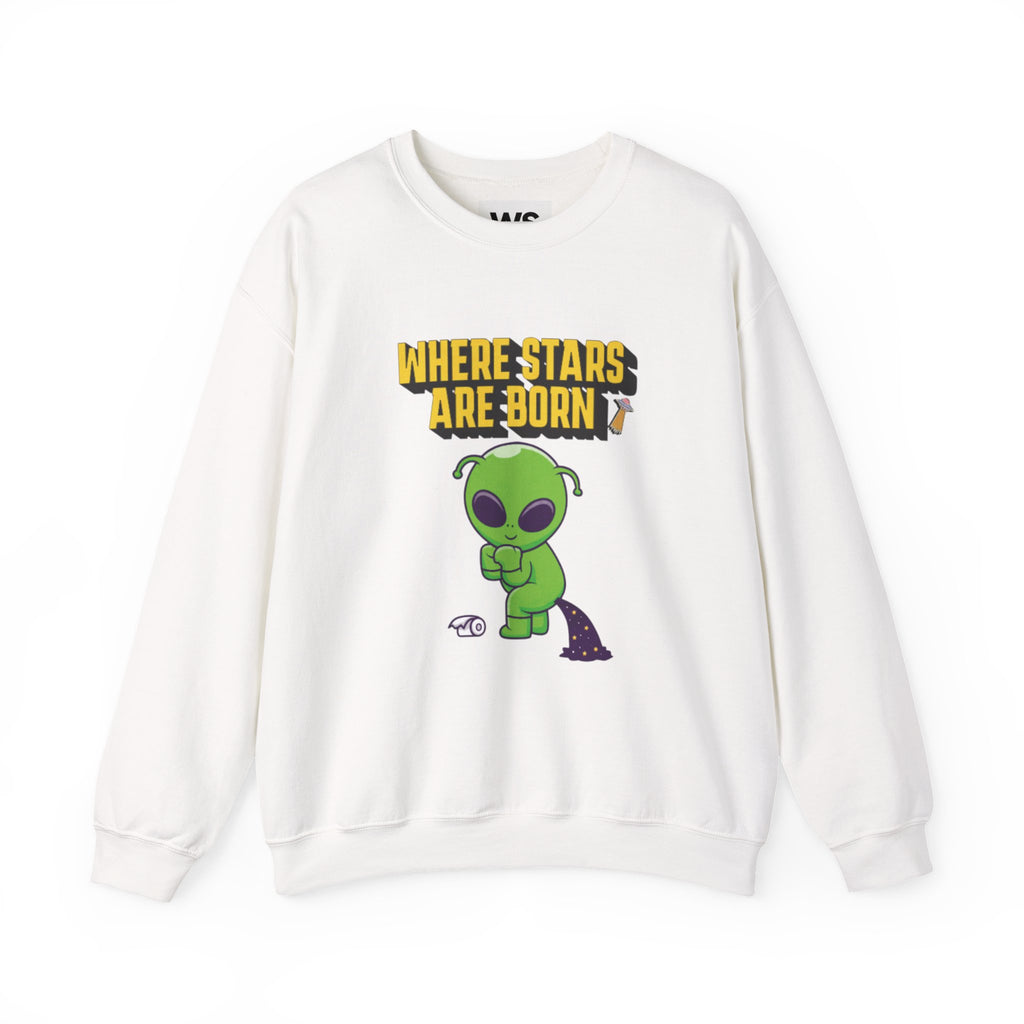 Where Stars Are Born alien illustration Sweatshirt | cute green alien