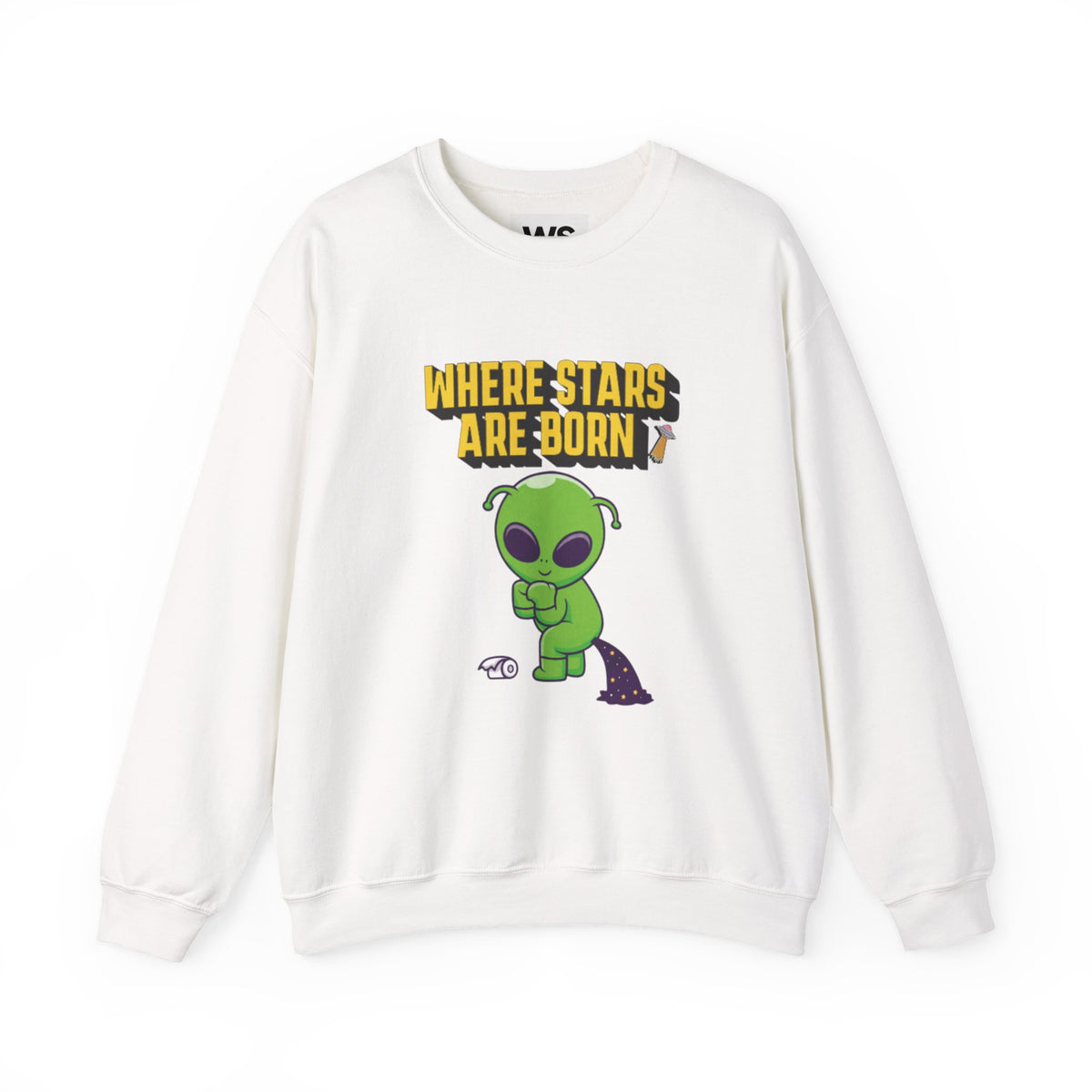 Where Stars Are Born alien illustration Sweatshirt | cute green alien