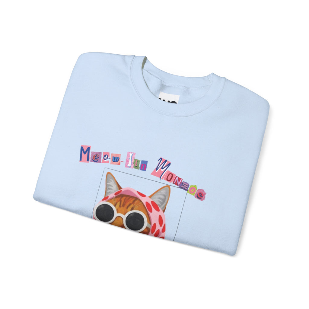 Glam Cat in Scarf Crewneck Sweatshirt | Retro Cat Graphic