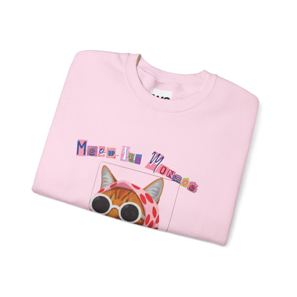 Glam Cat in Scarf Crewneck Sweatshirt | Retro Cat Graphic