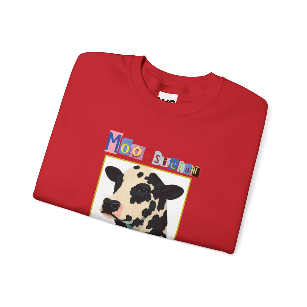Cow Playing Accordion Crewneck, Retro Animal Music Sweatshirt