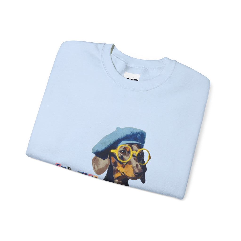 Dachshund in Beret and Sunglasses Sweatshirt | Espresso & Mornings Design