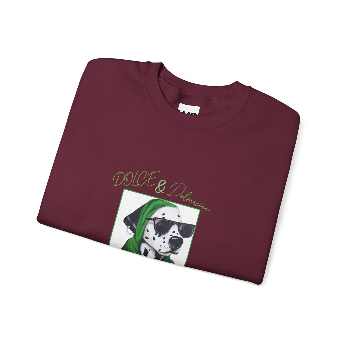 Dalmatian in Green Scarf sweatshirt | Dog Portrait, Winter Cozy