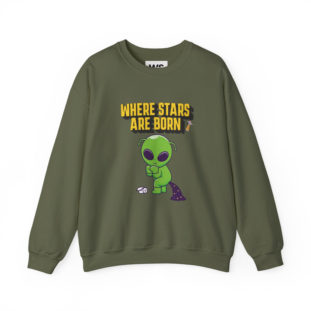 Where Stars Are Born alien illustration Sweatshirt | cute green alien