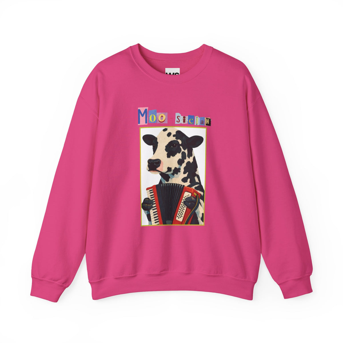 Cow Playing Accordion Crewneck, Retro Animal Music Sweatshirt