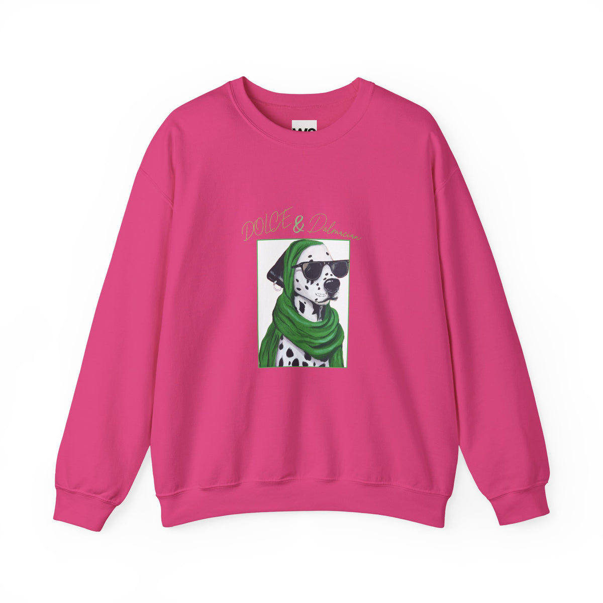 Dalmatian in Green Scarf sweatshirt | Dog Portrait, Winter Cozy