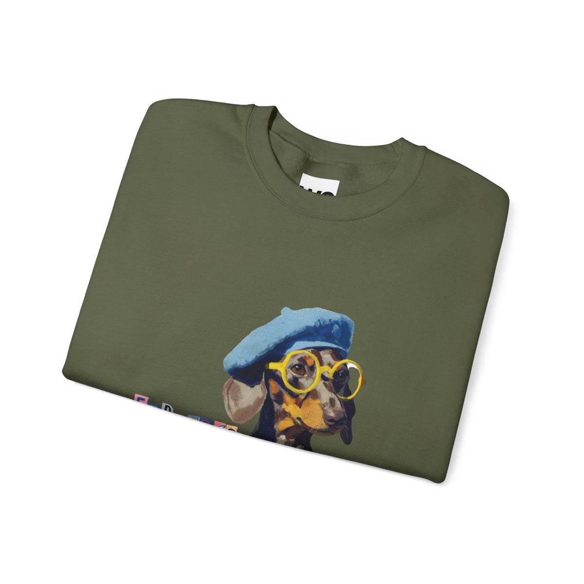 Dachshund in Beret and Sunglasses Sweatshirt | Espresso & Mornings Design