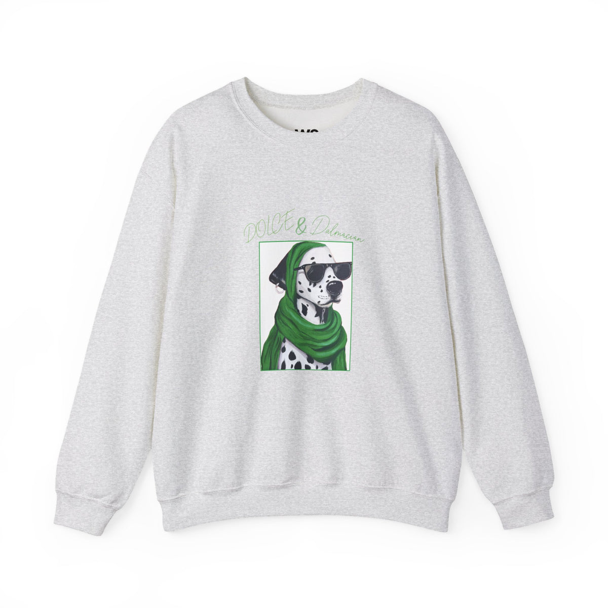 Dalmatian in Green Scarf sweatshirt | Dog Portrait, Winter Cozy