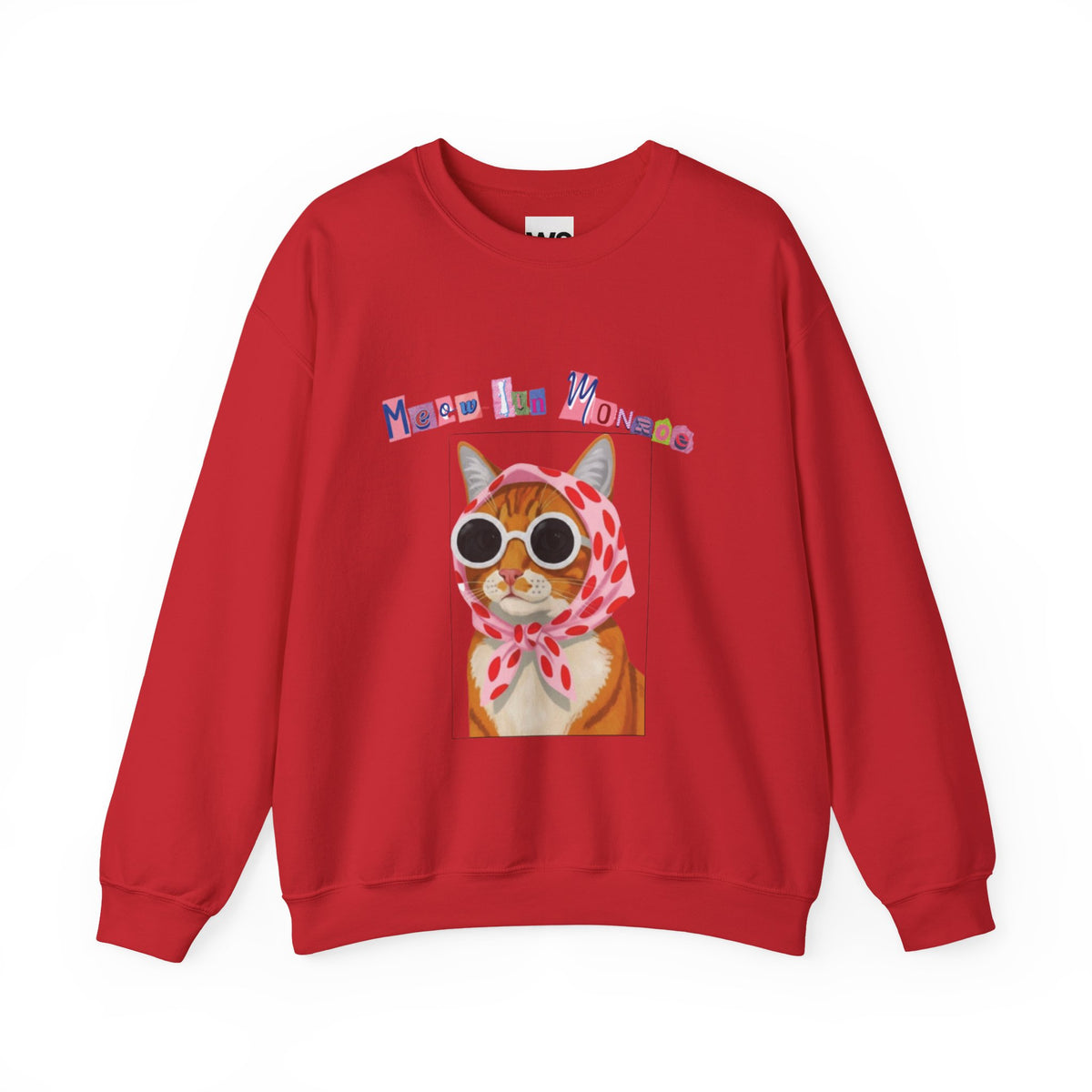 Glam Cat in Scarf Crewneck Sweatshirt | Retro Cat Graphic