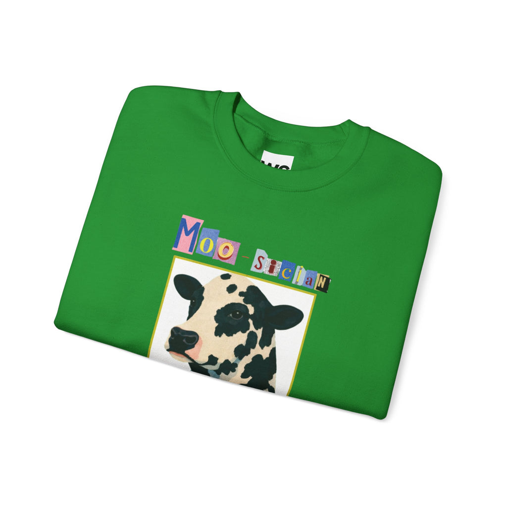 Cow Playing Accordion Crewneck, Retro Animal Music Sweatshirt